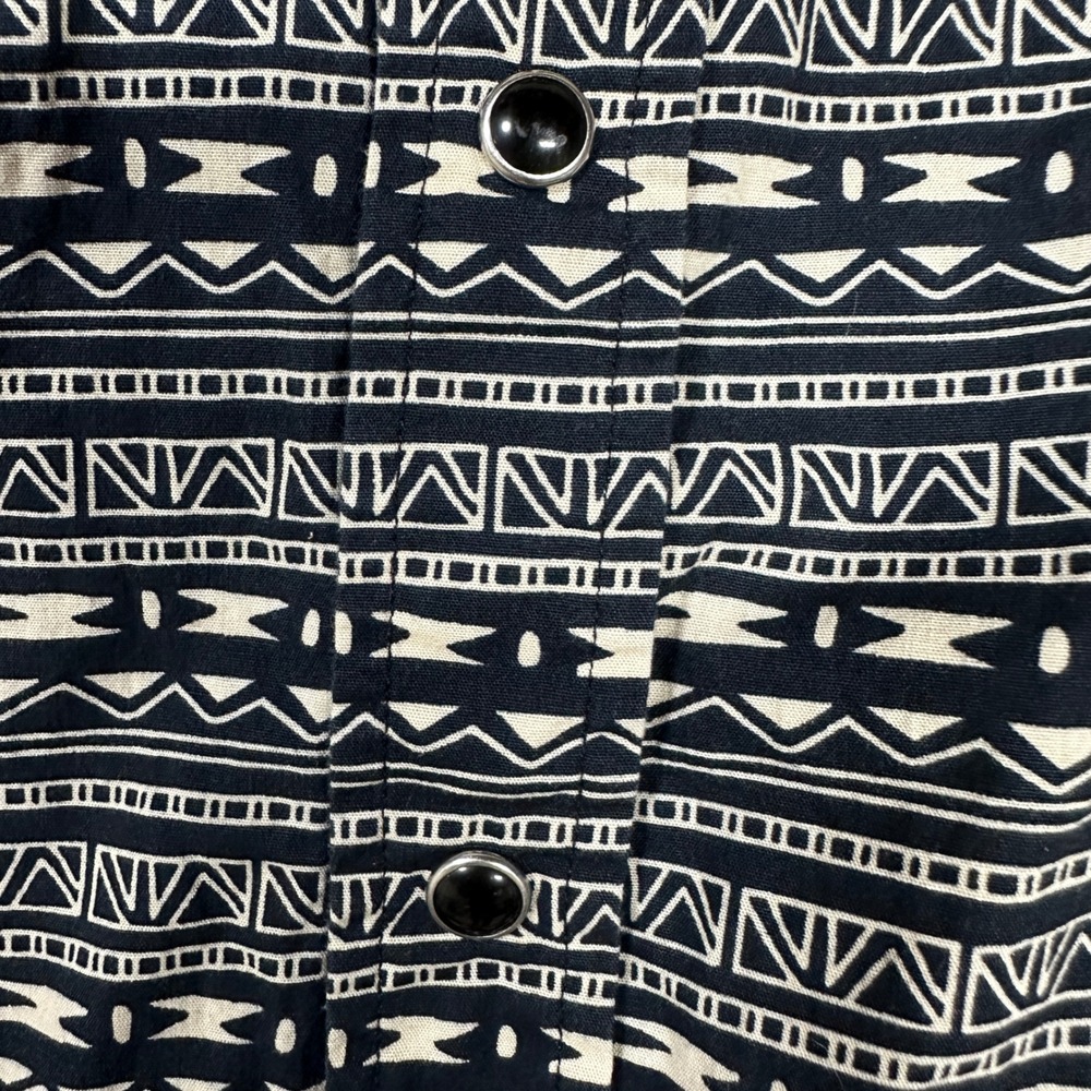 ROPER Pearl Snap Aztec Tribal Print Men's Medium Long Sleeve Button Down Shirt - Picture 7 of 13